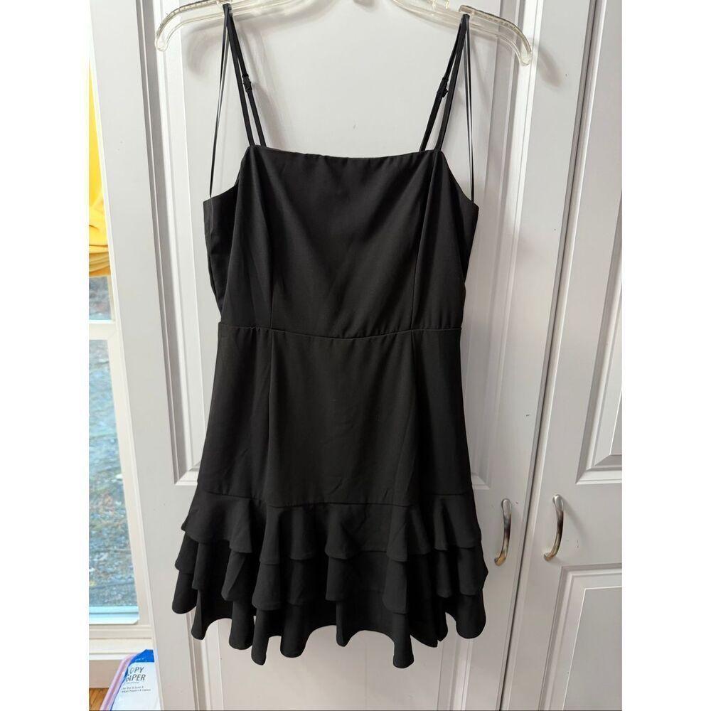 NWT Maniju Black Ruffle Cocktail Party Dress Size Medium New